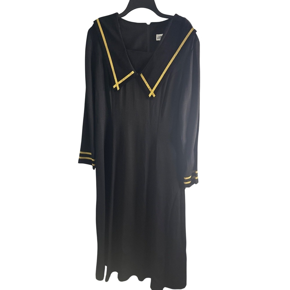 Vintage 80s J.B.S Women's Size 16 Sailor Dress Nautical Maxi Retro Coastal